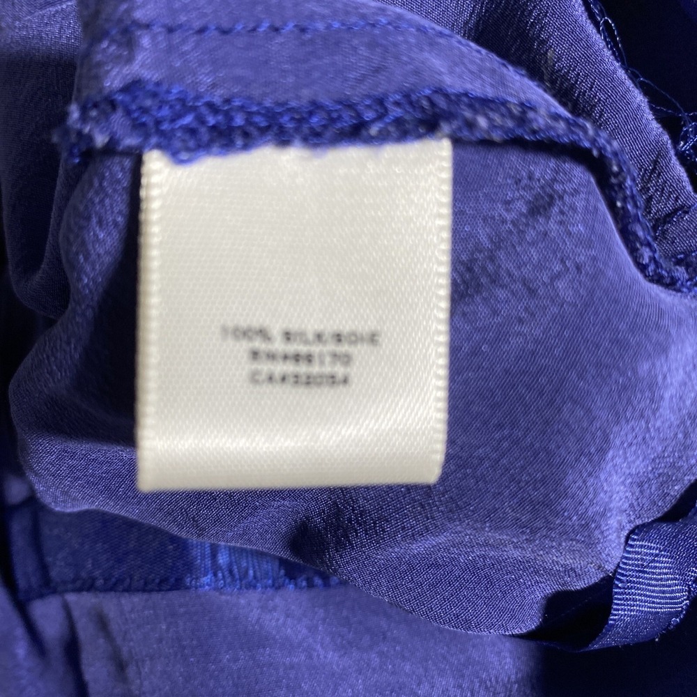 Moulinette Soeurs Dress 4 Blue 100% Silk Short Dolman Sl Ruffle Satin Work Party - Picture 6 of 7
